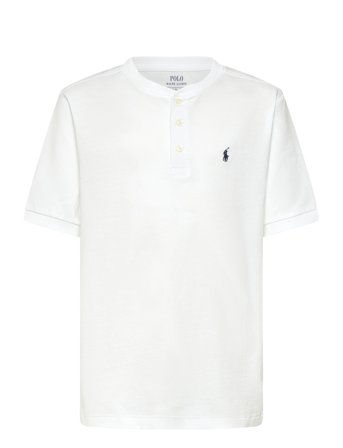 Ralph Lauren Kids Cotton Jersey Short-Sleeve Henley Shirt - White - 138-149