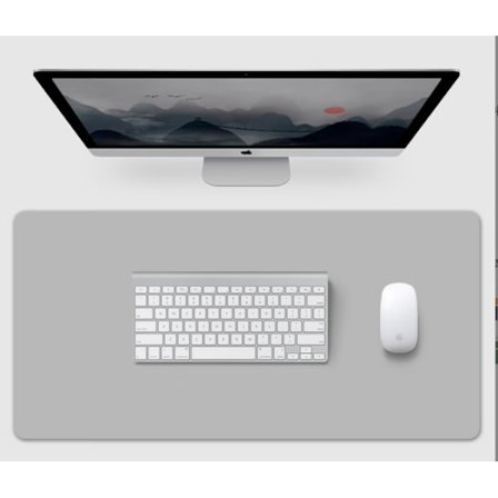 Grå kontormatte, musematte, skrivebordsmatte, 80x40cm, sklisikker PU-skrivebordsbeskytterdeksel, hjemmekontor bærbar PC