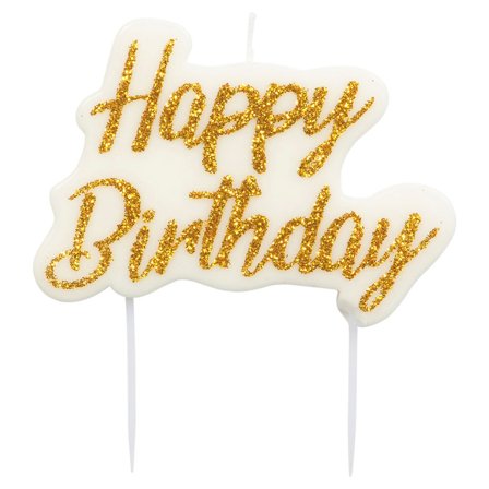 Tårtljus Happy Birthday Guld