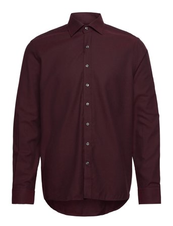 Oscar Jacobson Reg Fit Cut Away Brushed Flannel - Burgundy - 40