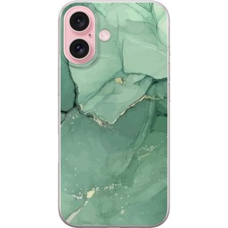 Apple iPhone 16 Gjennomsiktig deksel Grønn Marmor