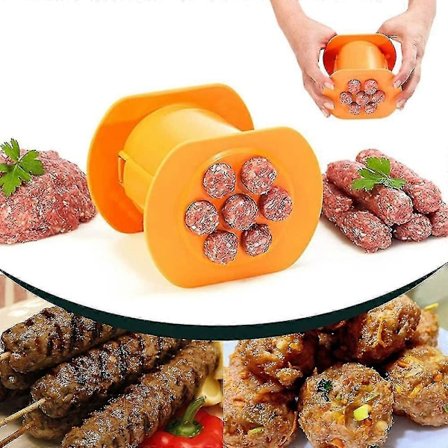 One Press Cevapcici Pølsemaker, 7 Hull Rask Press Manuell Pølsemaker Varm Pølsemaker Kjøttstrimmel Presser[HK]