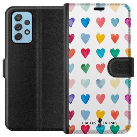 Yhteensopiva Lompakkokotelo Samsung Samsung Galaxy A52 5G Cactus and Friends - Watercolor Love Grid