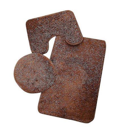 Ensfarvet Fløjl Pv Bademåtte 3 Dele Sæt