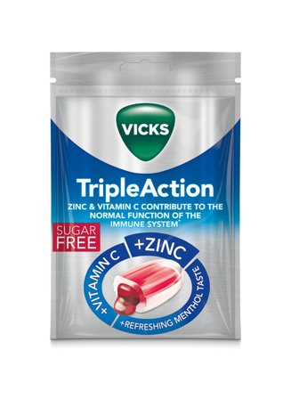 Vicks Triple Action sugetabletter sukkerfri 72 g