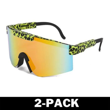 Polariserade Sportsolglasögon Unisex Cykling Flera Färger Röd/Gul (2-Pack)