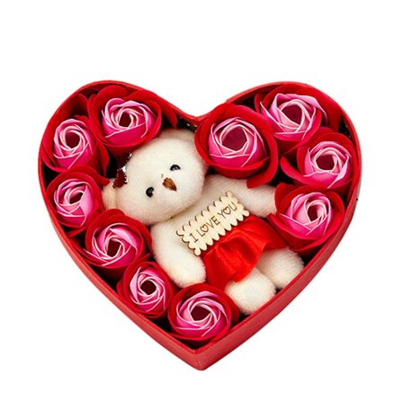 Jul Alla hjärtans dag Present 10 Tvål Blomma Ros Presentförpackning Björn Skicka Flickvän Födelsedag Bröllop