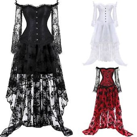 Steampunk-korsettimekko Renessanssin korsettimekko Naisten Goottilainen Hauska Mekko (M Musta)