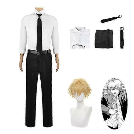 Anime Chainsaw Man Denji Cosplay -asu peruukki Devil Hunter -univormu Paita Solmio Housut Takki Puku Halloween-juhliin miehille 25-26_Laatulahjoja