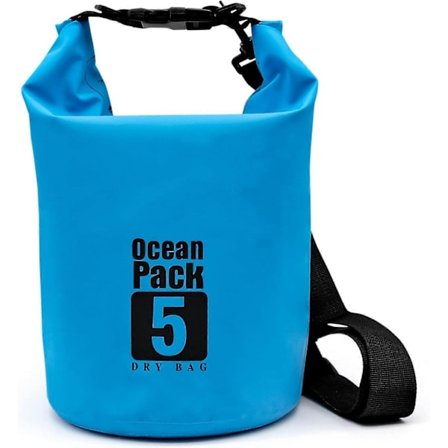 Vedenpitävä kuivasäkki 5L olkahihnalla, kuiva kompressiopussi pitää kuivana ja puhtaana retkeilyyn, telttailuun, uintiin, veneilyyn