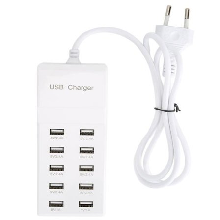 USB-lader - VGEBY - 10 porter - Hurtiglading - Overspenningsvern - 5V 10A