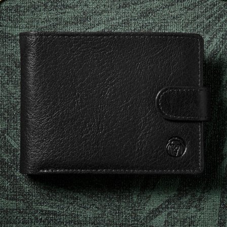 Portafoglio ergonomico California in pelle nera per uomini - Portafogli