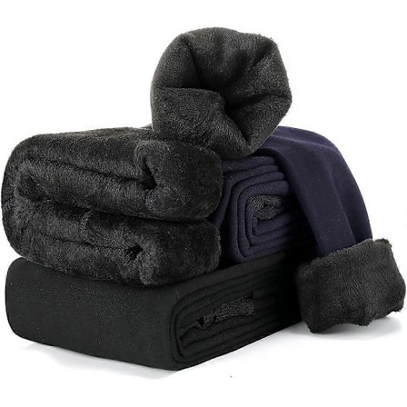 Termoleggings til kvinder med høj talje, uigennemsigtige lange leggings med tykt fleecefor, varme vinterleggings, stræk-leggings/bukser, marineblå/