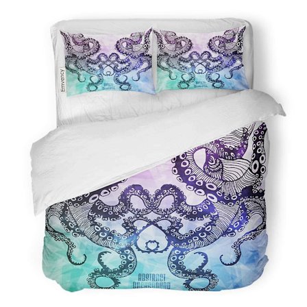 3-osainen vuodevaatesetti Okkultistinen abstrakti mustekala hipsteri piirretty moderni monikulmio kristalli symboli merkki tatuointi antiikki 