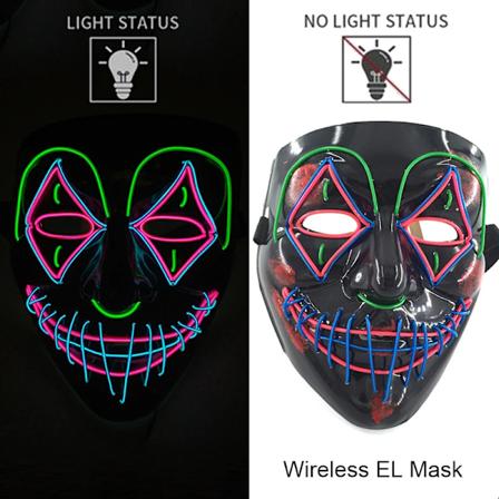 Langaton Halloween Neon LED Purge-naamio Maski naamiointijuhliin Valo hohtaa pime ss Kauhumaskit Hohtavat naamiot style 5