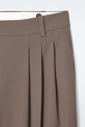 COS Women's Pantaloni Barrel In Lana Con Pieghe in Marrone