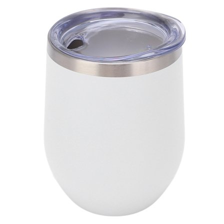 355 ml Ruostumattomasta teräksestä valmistettu jalaton viinilasi, kaksoisseinämäinen tyhjiöeristetty viinikuppi kansilla kahville, cocktaileille, 