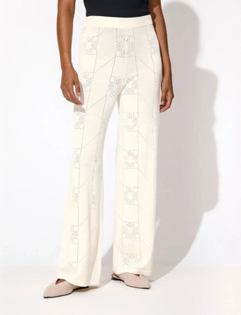 Malina Jessie Wide Fit Knitted Pants - Cream - L