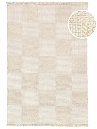 W Szachownicę Cuadro Dywan - Jasnobeżowy/Biały 200X300 W Stylu Rustykalnym