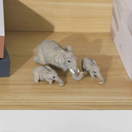 Resin Elefant Figurer - Bedårende Mor og Baby Elefanter Hængende Dekor 3-delt Sæt
