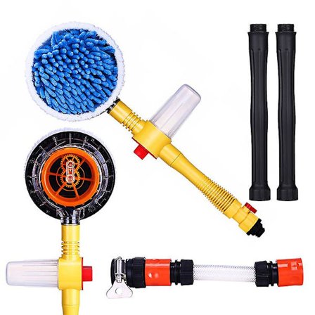 Bilrengöringsborste, Bilrengöringsset, 360 roterande mopp, Mikrofiber långhandtag Bilrengöringsborste (gul)