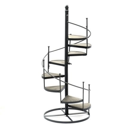 Roterende Stige Design Spiral Plante Stativ Jern Blomst Gryde Holder Hylde Plads Besparelse Blomst Kryde Rack