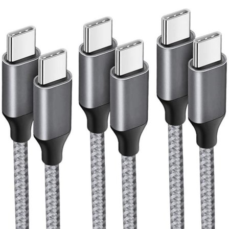 Lot-3 USB-C till USB-C Snabbladdning 3A för Xiaomi 15 14 13 Pro 13 Ultra 12T Pro 11T Lite Mi 11 10 - Flätad Nylon 1M Grå