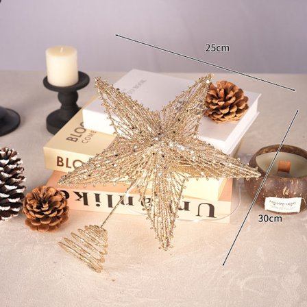 Juletretopp Stjerne Ornament Tre Farger Tre Størrelser Metallstjerne