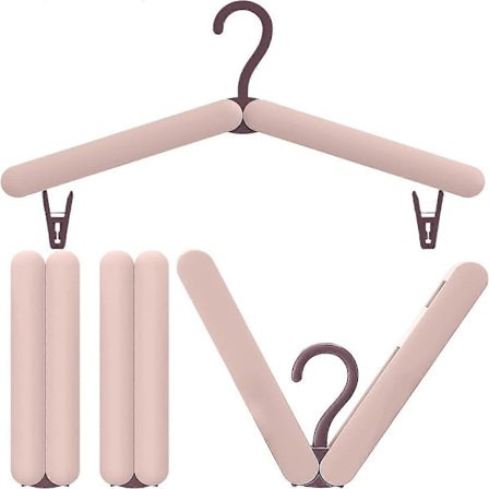 Rejsebøjler med clips, sæt med 4, frakkebøjler - pladsbesparende foldbare bøjler, tøjklemmer til sokker, bukser, lange bukser