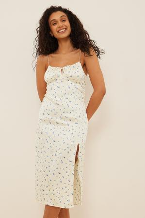 Handpicked x NA-KD Robe mi-longue à fronces - Collections des influenceuses - Flower - EU 42