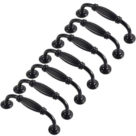 Sorte køkkenskab dørhåndtag 8 stykker møbelhåndtag stang håndtag møbeldørpind, med skruer (hulcenter 96mm)