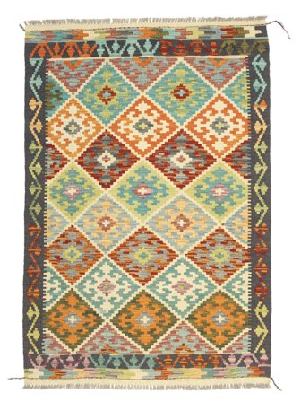Oriental Kilim Afghan Old Style Rug 101X150 Brown/Green Wool, Afghanistan