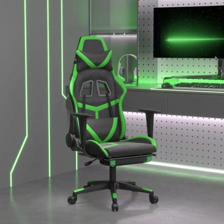 Vidaxl Gamingstol Med Massage Och Fotstöd Svart Och Grön Konstlä Grön