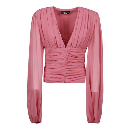 Blumarine, Ruched-detail Blouse Roze, Dames, Maat:S