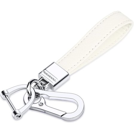 Äkta Läder Nyckelring till Bil, Slitstark Metallnyckeltillbehör, Nyckelring till Bilnyckel med 360 Grader Rotationsbar Snapp och Anti-Förlust D-Ring 