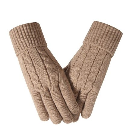 Strikkede handsker til kvinder, cykel touchscreen handsker, Beige