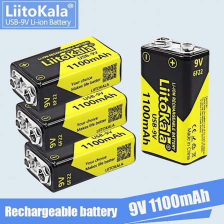 1-16 kpl LiitoKala 9V 1100mAh Li-ion Ladattava akku USB 9V Akku Yleismittarille Mikrofoni Lelu Kaukosäädin KTV käyttö