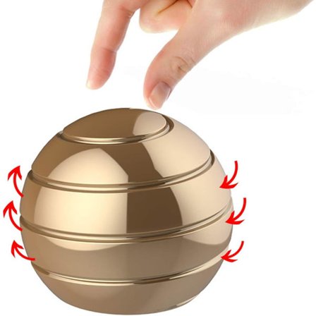 Kinetiska skrivbordsleksaker, Full Body Optical Illusion Fidget Spinner Ball, Gåvor till män, kvinnor, barn Storlek 2,1", Guld