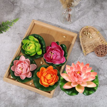 5:a Konstgjord flytande näckrosLotus Blomdammdekor 10cm