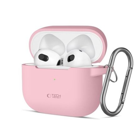 Tech-Protect silikoninen koukkukotelo Apple AirPods 3:lle - vaaleanpunainen