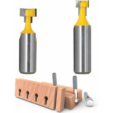 1/2" Skaft T-spårfräs Fräs Stålskaft 3/8" & 1/2" Längd Träbearbetningsfräsar för Elverktyg (2PCS)