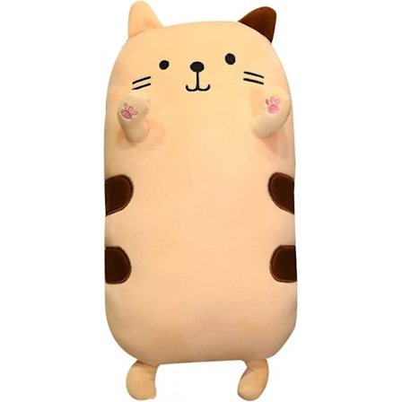 Monivärinen Calico-kissa pehmolelu kissanpentutyyny, suuri pehmeä harmaa tabby-kissa pehmo söpö sarjakuva kissa pehmotyyny koriste lahja, 50cm