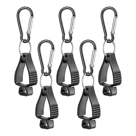 Hanske-klips Sikkerhetsklips, utendørs arbeidsbelteklips svettehåndkle briller hatt plastfesteklips arbeids hanskeklips krok (svart) (5 stk)