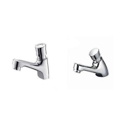 Kök Badrum Krompläterad Självstängande Vattenbesparande Tidsfördröjning Kran Handfat Blandare För Hem Eller Utomhus