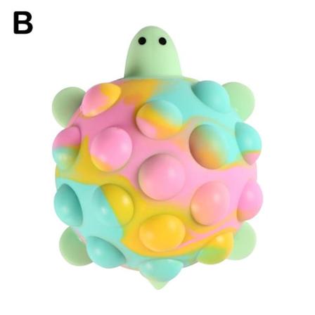 Pop It Fidget Toy 3D-stil Kawaii Sköldpadda Pinch Ball Silikon Pu blue-red-yellow one size