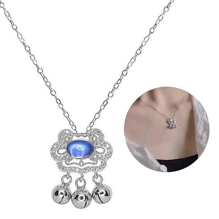 Kvindes Længdespærre Månesten Vedhæng Halskæde Lille Klokke Smykke Gave