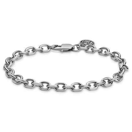 Essentials | 6 mm Silberfarbenes Kabelketten-Armband für Männer - Edelstahl Armbänder