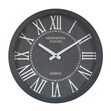 Seinäkello, 40x40cm, metallirunko, musta/valkoinen