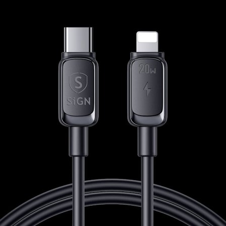 SiGN USB-C till Lightning Kabel 20W, 1.2m - Svart
