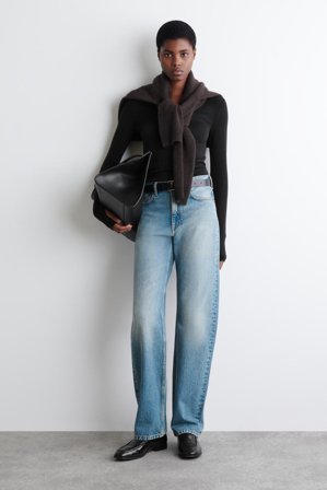 COS Women's Polo In Lana Merino in Nero